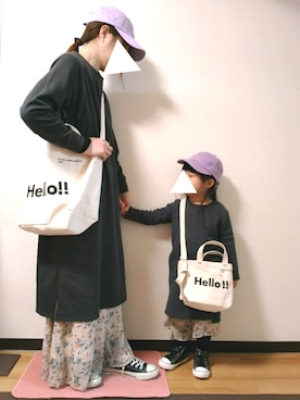 「花柄パンツ」｜「アイテム（キャップ）」を使った、yur★takさん（キッズ・100cm）の春コーディネート