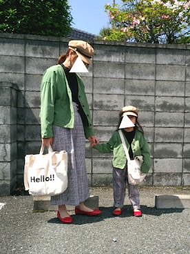 「AZUL by moussy（アズールバイマウジー）のアイテム（キャップ）」を使った、yur★takさん（キッズ・100cm）の春コーディネート