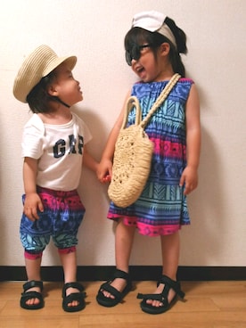 「サークルバッグ」｜「アイテム（キャスケット）」を使った、yur★takさん（キッズ・100cm）の夏コーディネート