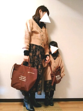 「ブラウン×ブラック」｜「アイテム（ワンピース/ドレス）」を使った、yur★takさん（キッズ・100cm）の冬コーディネート