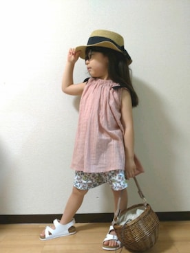 「BRANSHES（ブランシェス）のアイテム（チュニック）」を使った、yur★takさん（キッズ・100cm）の夏コーディネート