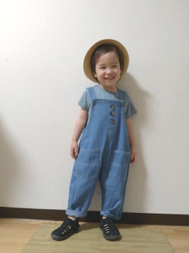 「ロールアップ」｜「アイテム（サロペット/オーバーオール）」を使った、yur★takさん（キッズ・100cm）の夏コーディネート