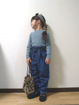 「アイテム（モカシン/デッキシューズ）」を使った、yur★takさん（キッズ・110cm）の冬コーディネート
