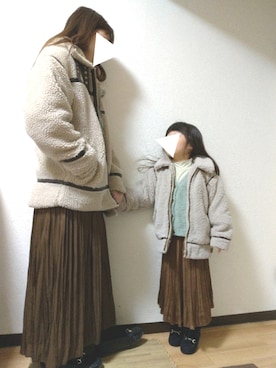「アイテム（モカシン/デッキシューズ）」を使った、yur★takさん（キッズ・110cm）の冬コーディネート