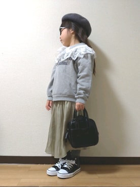 「ピスタチオ」｜「アイテム（スウェット）」を使った、yur★takさん（キッズ・110cm）の冬コーディネート