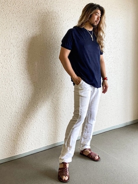 「URBAN RESEARCH（アーバンリサーチ）のアイテム（サンダル）」を使った、beardgal髭ギャルさん（メンズ・168cm）の夏コーディネート
