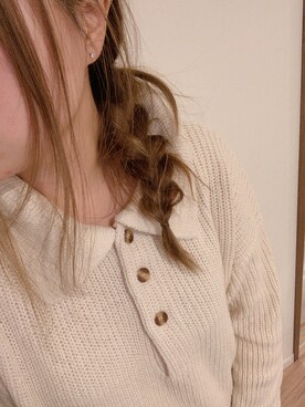 「韓国ショップのアイテム（ワンピース、ホワイト系）」を使った、Runaさん（レディース）の冬コーディネート