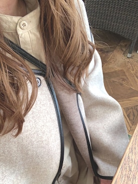 「Kastane（カスタネ）のサテンライナー付きパイピングガウンコート / キルティングコート/ノーカラーコート（ノーカラーコート、ホワイト系）」を使った、Runaさん（レディース）の冬コーディネート