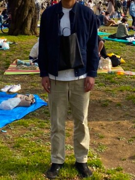 「アイテム（デニムジャケット、ブルー系）」を使った、yutさん（メンズ・184cm）の春コーディネート