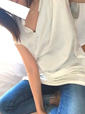 「Ungrid（アングリッド）のフレイドヘムストスリ（デニムパンツ）」を使った、pi-さん（レディース・151cm）の夏コーディネート