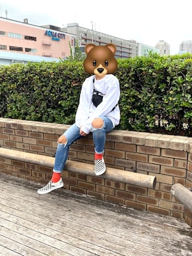 「だぼだぼ」｜「アイテム（スリッポン）」を使った、🐻さん（メンズ・174cm）の秋コーディネート