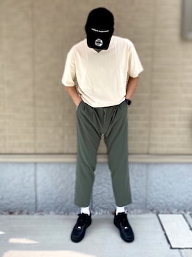 「uniform experiment」｜「アイテム（キャップ）」を使った、🐻さん（メンズ・174cm）の春コーディネート