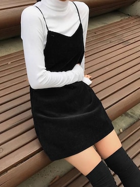 「Candy Stripper（キャンディストリッパー）のSULK OFF CHINO PANTS（その他パンツ、ブラック系）」を使った、o.kisybobbyさん（レディース・158cm）の冬コーディネート