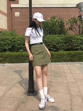 「NIKE（ナイキ）のアイテム（帽子、ホワイト系）」を使った、o.kisybobbyさん（レディース・158cm）の夏コーディネート