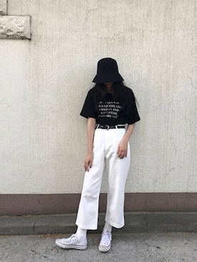 「Candy Stripper（キャンディストリッパー）のSULK OFF CHINO PANTS（その他パンツ、ブラック系）」を使った、o.kisybobbyさん（レディース・158cm）の夏コーディネート