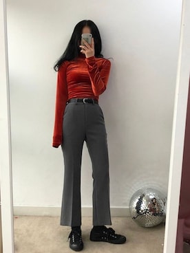 「SNIDEL（スナイデル）のストレッチシルエットパンツ（その他パンツ、ブラック系）」を使った、o.kisybobbyさん（レディース・158cm）の冬コーディネート