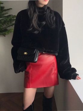 「Candy Stripper（キャンディストリッパー）のROMPING PEPE TOPS（スウェット、ホワイト系）」を使った、o.kisybobbyさん（レディース・158cm）の冬コーディネート