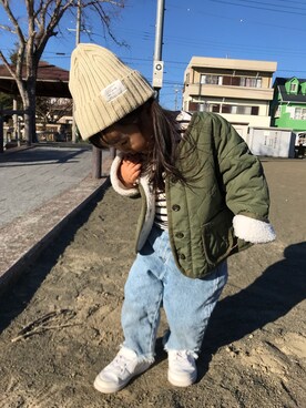 「SEVENDAYS=SUNDAY（セブンデイズサンデイ）のアイテム（ダウンジャケット/コート）」を使った、YuzuKasuさん（キッズ・90cm）の冬コーディネート