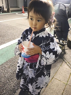 「devirock（デビロック）のアイテム（水着/着物・浴衣）」を使った、YuzuKasuさん（キッズ・100cm）の夏コーディネート