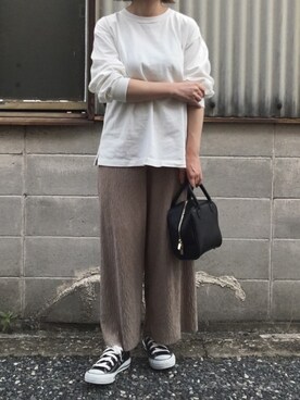 「BEAUTY&YOUTH UNITED ARROWS（ビューティーアンドユースユナイテッドアローズ）のBY フェイクレザースクエアミニボストン -2WAY- ◆（ボストンバッグ）」を使った、rosaさん（レディース・150cm）の秋コーディネート