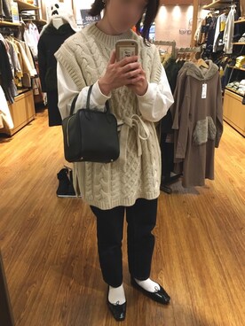 「BEAUTY&YOUTH UNITED ARROWS（ビューティーアンドユースユナイテッドアローズ）のBY フェイクレザースクエアミニボストン -2WAY- ◆（ボストンバッグ）」を使った、rosaさん（レディース・150cm）の秋コーディネート