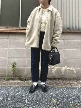 「BEAUTY&YOUTH UNITED ARROWS（ビューティーアンドユースユナイテッドアローズ）のBY フェイクレザースクエアミニボストン -2WAY- ◆（ボストンバッグ）」を使った、rosaさん（レディース・150cm）の冬コーディネート