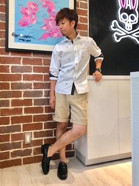 「アイテム（ローファー）」を使った、yosukeさん（メンズ・170cm・30代）の夏コーディネート