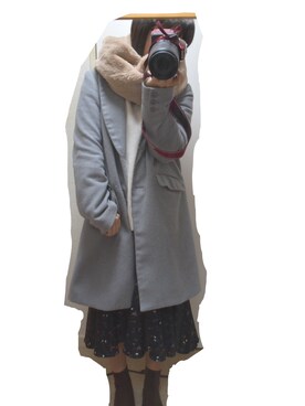 「PAGEBOY（ページボーイ）のウール混シャギーチェスターコート（チェスターコート、グレー系）」を使った、ゆいさん（レディース・149cm）の冬コーディネート