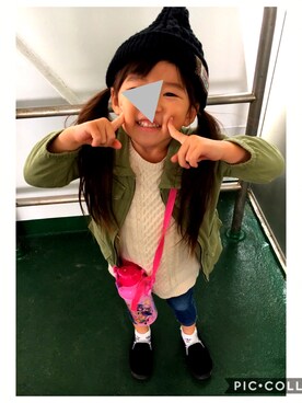 「おでかけ」｜「アイテム（その他アウター）」を使った、つるままさん（キッズ・100cm）の秋コーディネート