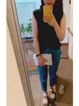 「Daniel Wellington（ダニエルウェリントン）の販売終了クラシックペティット アッシュフィールド32mm（アナログ腕時計）」を使った、あゆさん（レディース・163cm）の夏コーディネート