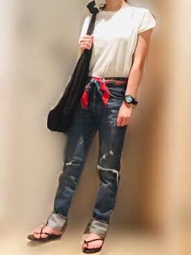 「CASIO（カシオ）の【CASIO/カシオ】 mini ダイバーアナログ（アナログ腕時計）」を使った、こゆさん（レディース・153cm）の秋コーディネート