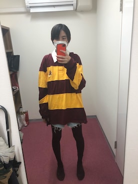 「ラガーシャツ」｜蛙さん（レディース・170cm）の冬コーディネート