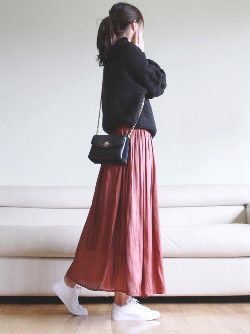 「girl、90’s、VINTAGE」｜「VISのアイテム（スカート、レッド系）」を使った、Back To Basicsさん（レディース・165cm）の冬コーディネートの1枚目の写真