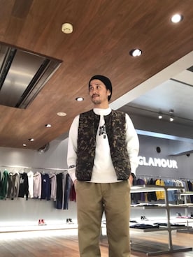 「アイテム（ミリタリージャケット、レッド系）」を使った、hyshmt01さん（メンズ・171cm）の春コーディネート