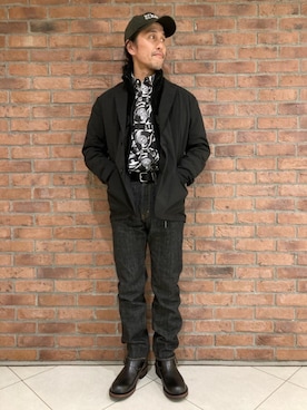 「ロックコーデ」｜「アイテム（ブーツ）」を使った、hyshmt01さん（メンズ・171cm）の冬コーディネート