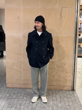 「HYSTERIC GLAMOUR（ヒステリックグラマー）のアイテム（ピーコート）」を使った、hyshmt01さん（メンズ・171cm）の冬コーディネート