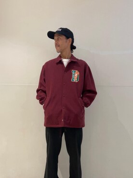 「アイテム（その他アウター、レッド系）」を使った、hyshmt01さん（メンズ・171cm）の秋コーディネート