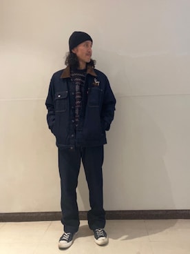 「HYSTERIC GLAMOUR（ヒステリックグラマー）のHYSTERIC HEAVY トラッカージャケット（デニムジャケット）」を使った、hyshmt01さん（メンズ・171cm）の冬コーディネート