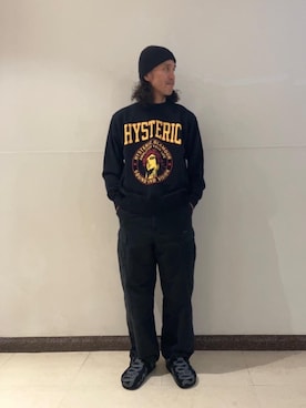 「HYSTERIC GLAMOUR（ヒステリックグラマー）のアイテム（サンダル）」を使った、hyshmt01さん（メンズ・171cm）の冬コーディネート