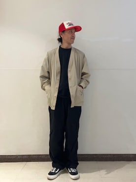 「アイテム（帽子、レッド系）」を使った、hyshmt01さん（メンズ・171cm）の春コーディネート