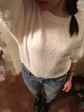 「cutoff denim」｜Asamiさん（レディース・160cm）の冬コーディネート