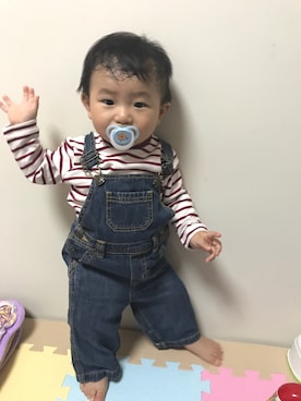 「OLD NAVY（オールドネイビー）のアイテム（オールインワン・サロペット）」を使った、ⒶⓏⓊさん（キッズ・70cm）の秋コーディネート