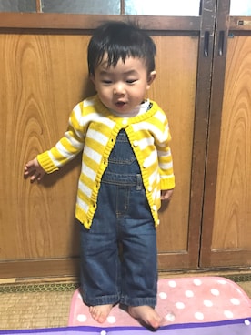 「OLD NAVY（オールドネイビー）のアイテム（オールインワン・サロペット）」を使った、ⒶⓏⓊさん（キッズ・70cm）の秋コーディネート