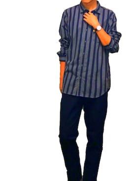 「フランネルシャツ」｜「アイテム（アナログ腕時計）」を使った、eji3さん（メンズ・175cm）の秋コーディネート