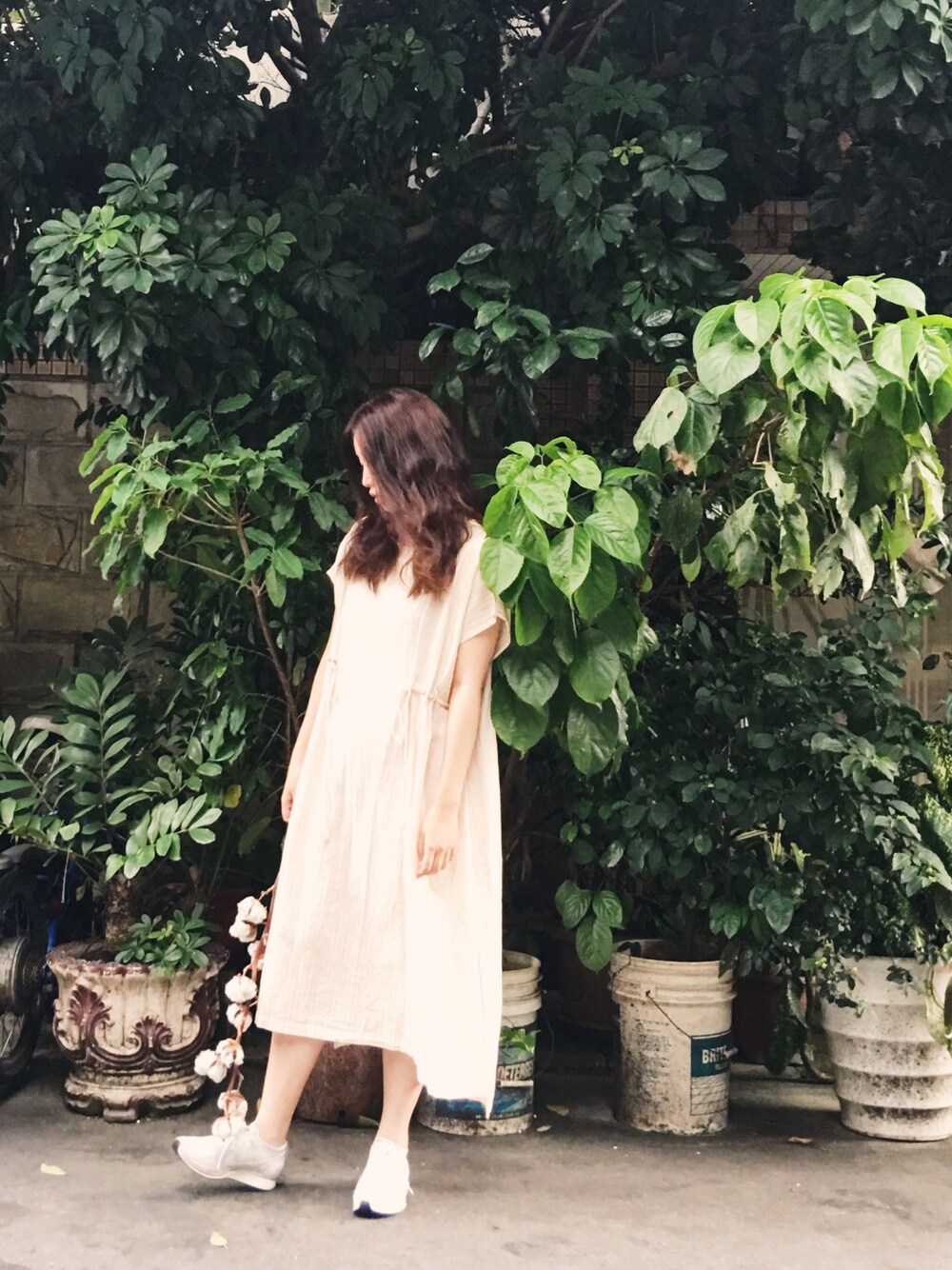 「my basic selectのアイテム（ワンピース/ドレス、ピンク系）」を使った、許Karen さん（レディース・160cm）の夏コーディネートの1枚目の写真