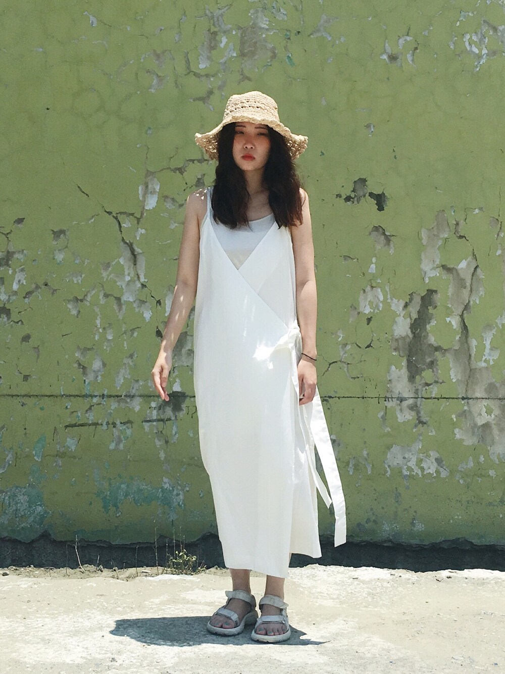 「summer、仙」｜「0_1のアイテム（ワンピース/ドレス、ホワイト系）」を使った、許Karen さん（レディース・160cm）の秋コーディネートの1枚目の写真