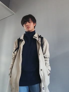 「GAP（ギャップ）のアイテム（トレンチコート）」を使った、Shu     youtubeやってますさん（メンズ・176cm）の冬コーディネート
