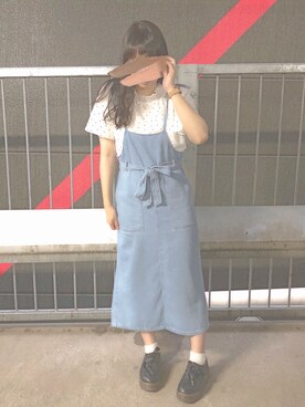 「RETRO GIRL（レトロガール）のアイテム（サロペット/オーバーオール）」を使った、𝖬 𝗂 𝗒 𝗎さん（レディース・157cm）の夏コーディネート