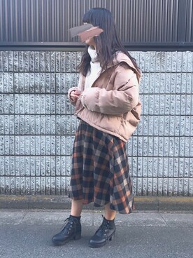 「RETRO GIRL（レトロガール）のアイテム（ダウンジャケット/コート）」を使った、𝖬 𝗂 𝗒 𝗎さん（レディース・157cm）の冬コーディネート