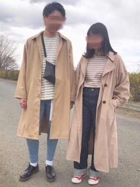 「カップル」｜「アイテム（その他アウター）」を使った、𝖬 𝗂 𝗒 𝗎さん（レディース・157cm）の春コーディネート